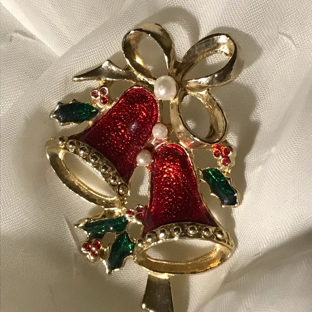 Christmas bell enameled pin
